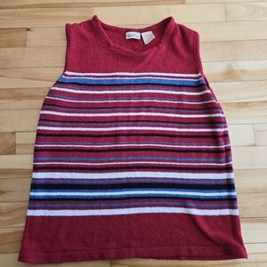 Sleeveless Striped Knit Top Red with Multicolor Stripes Bobbie Brooks Vintage XL